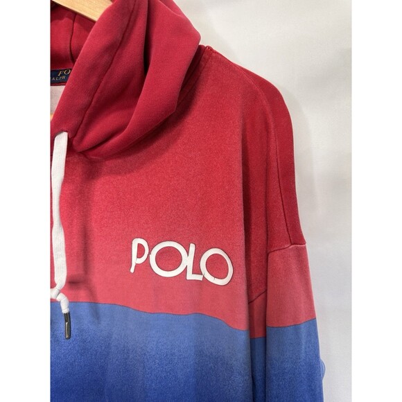 Polo Ralph Lauren Sweatshirt Mens Large Ombre Color Block Hoodie 92 Stadium - Picture 7 of 9